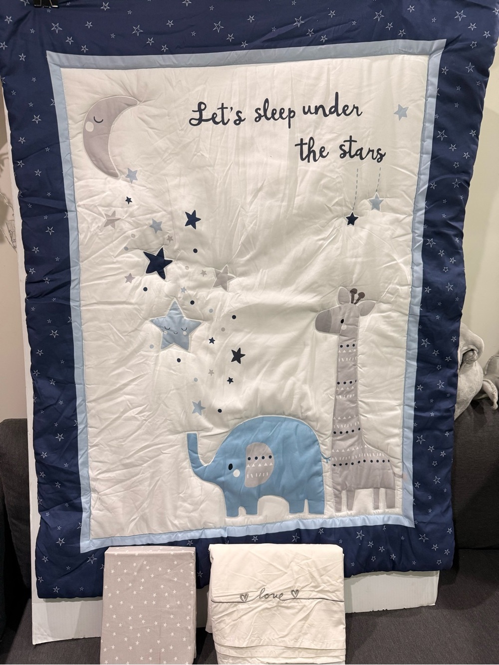 Baby crib bedding set 3 piece elephants New see details